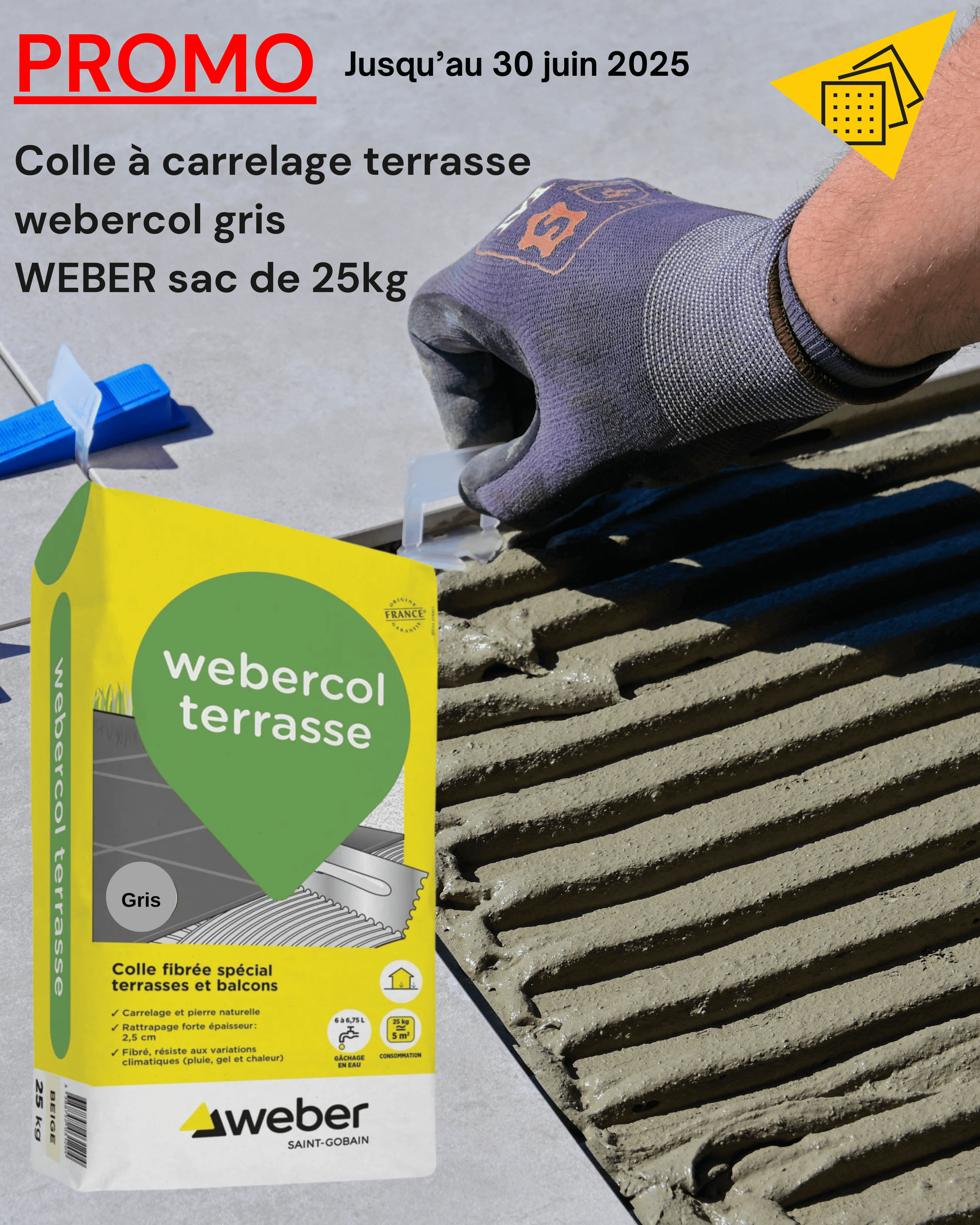 COLLE A CARRELAGE TERRASSE GRIS